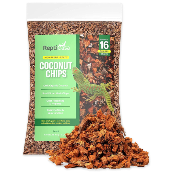 ReptiCasa 1.1kg Organic Coconut Chips Substrate Clean & Ready to Use - Small Sized Husk Chips