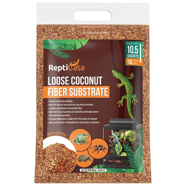 ReptiCasa Loose Coconut Substrate Husk Fibers, 10.5 Quarts Bag