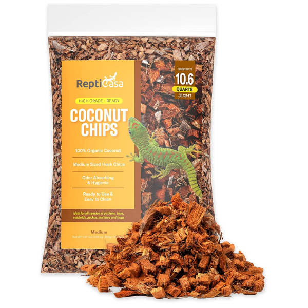 ReptiCasa Organic Coconut Chips Substrate Clean & Ready to Use - Medium Sized Husk Chips