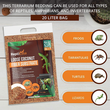 ReptiCasa Loose Coconut Substrate Husk Fibers, 16 Quarts Bag